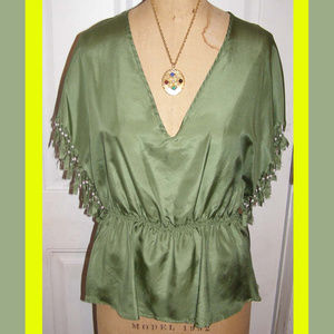 NWT See by Chloe green silk top M/L 8-10 44 euro